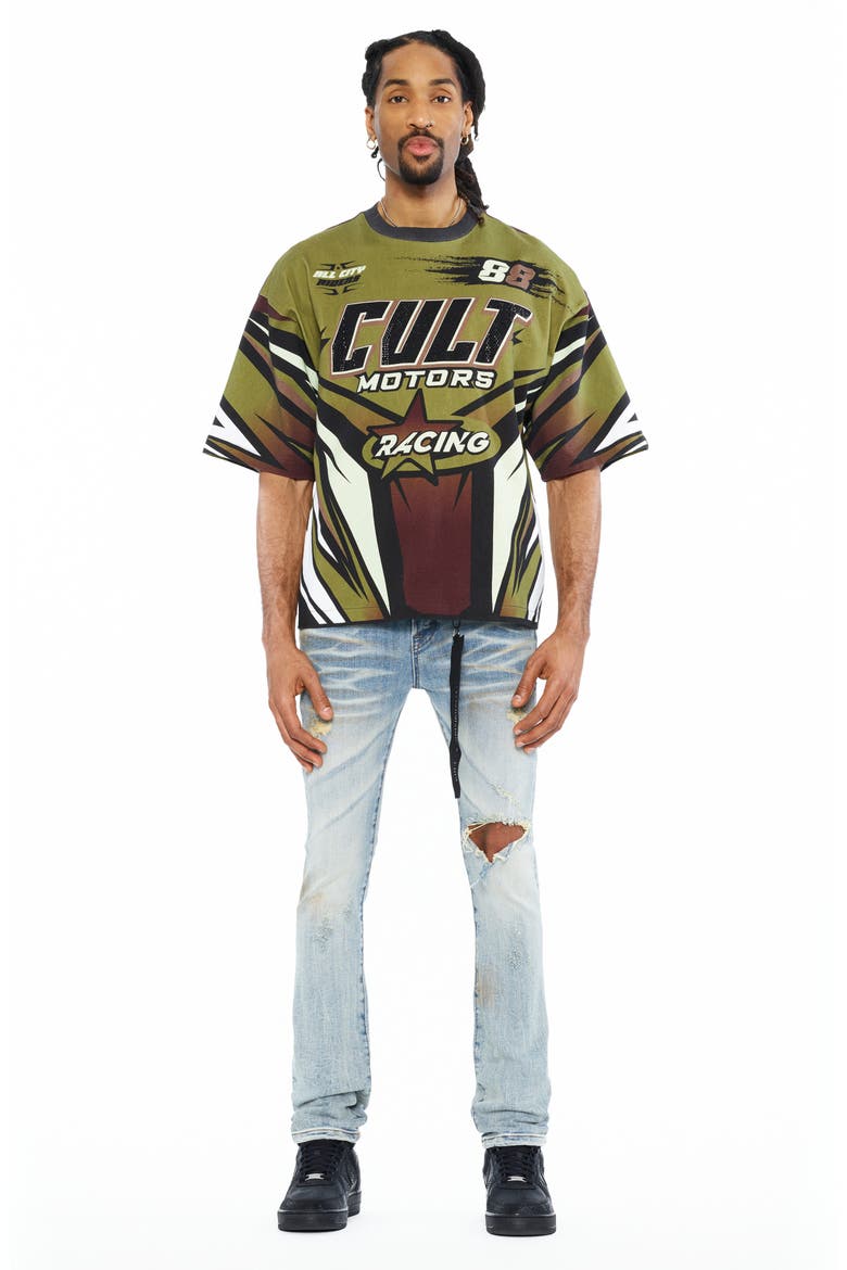 Lenny Distressed Bootcut Jeans, Alternate, color, SUNRISE