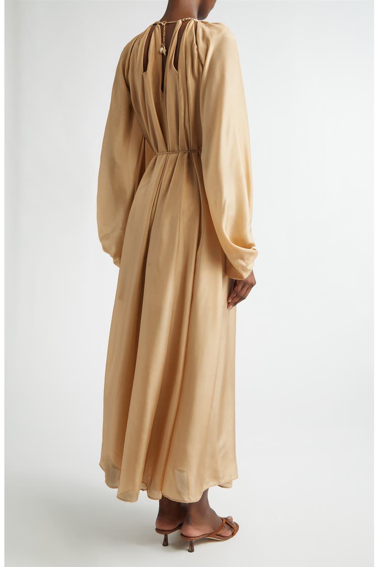 brown long sleeve silk dress Long Sleeve Satin Slip Dress in Chestnut Brown  Hijabglamour