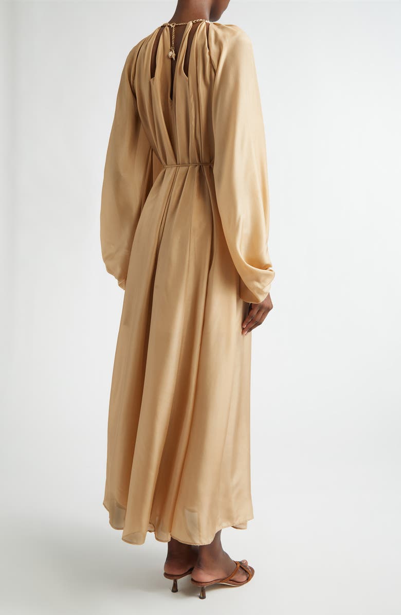 Zimmermann Mahon Long Sleeve Silk Habutae Maxi Dress, Alternate, color, Champagne