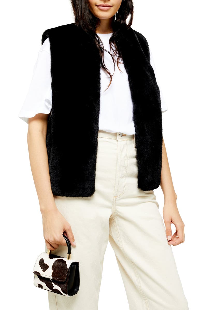 Topshop Luxe Faux Fur Vest, Main, color,