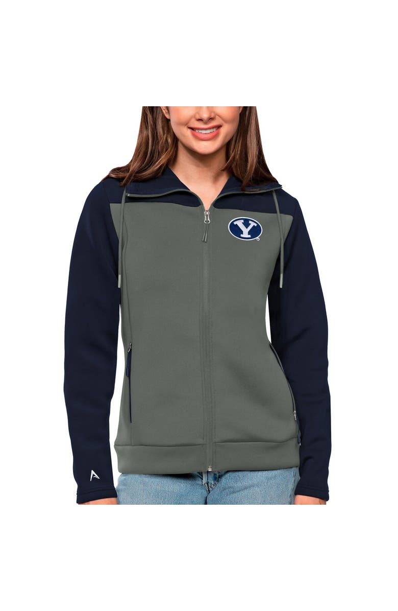 ANTIGUA Women's Antigua Navy/Steel BYU Cougars Protect Full-Zip Jacket, Main, color, 