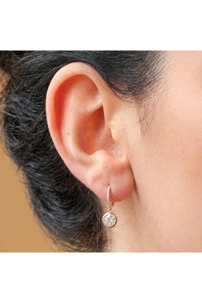 Lab Grown Diamond Round Bezel Drop Earrings, Alternate, color, 14K Yellow Gold