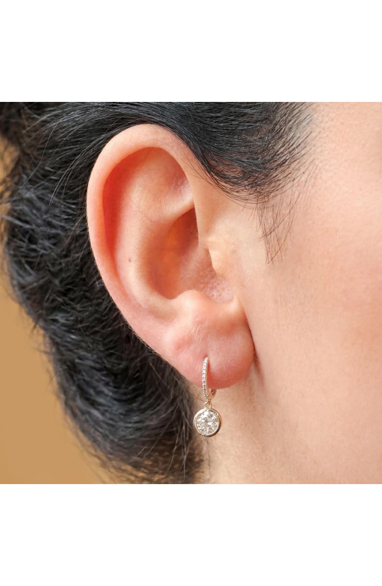 The Lovery Fine Jewelry Lab Grown Diamond Round Bezel Drop Earrings, Alternate, color, 14K Yellow Gold
