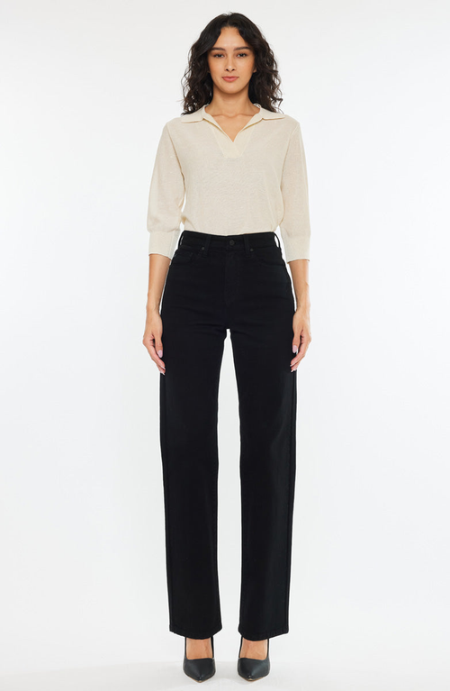 Kancan Princess High Rise True Straight Leg Jeans In Black