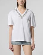 PHILIPP PLEIN Man Fit V-Neck T-Shirt Crystals Women