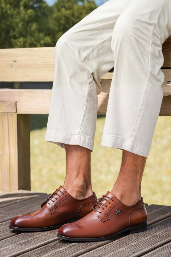Cavalo Lusitano Leather Derby Brogue Shoes, Alternate, color, Brown