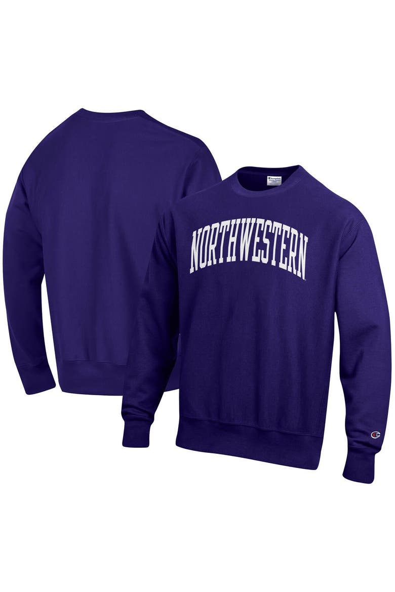 Men's Champion Purple Northwestern Wildcats Arch Reverse Weave Pullover Sweatshirt, Main, color, Purple