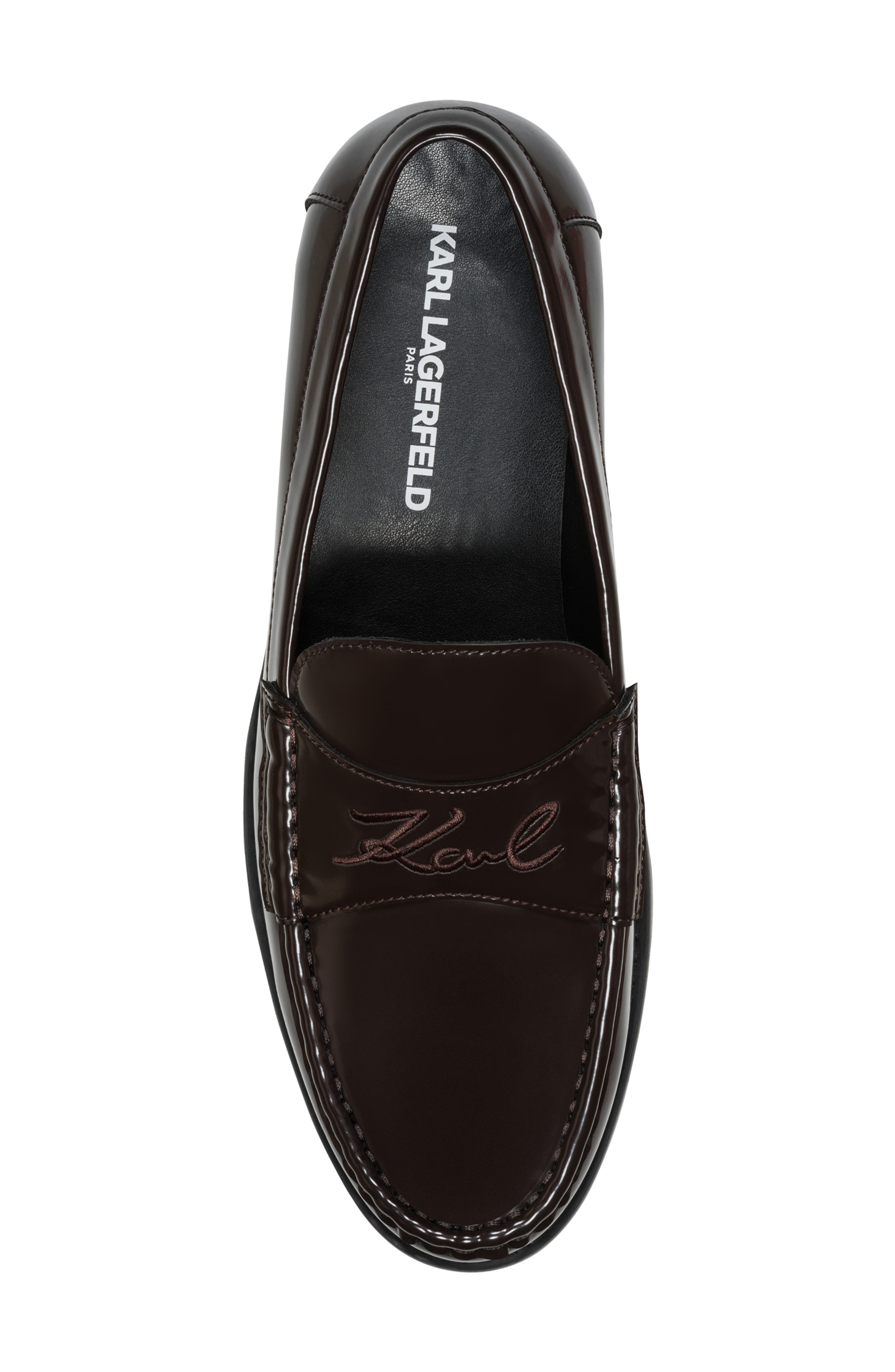 Faron Front Embroidered Logo Loafer, Alternate, color, DARK BROWN
