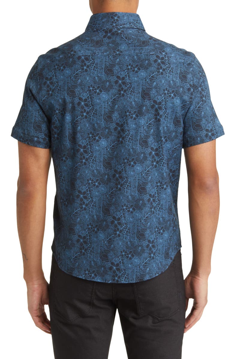 Stone Rose Jungle Print Short Sleeve Button-Up Shirt, Alternate, color, 