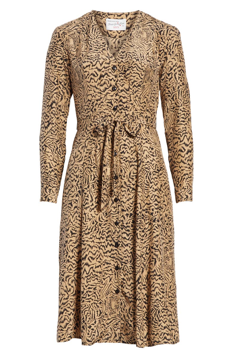 HVN Lauren Print Long Sleeve Silk Shirtdress, Alternate, color, 