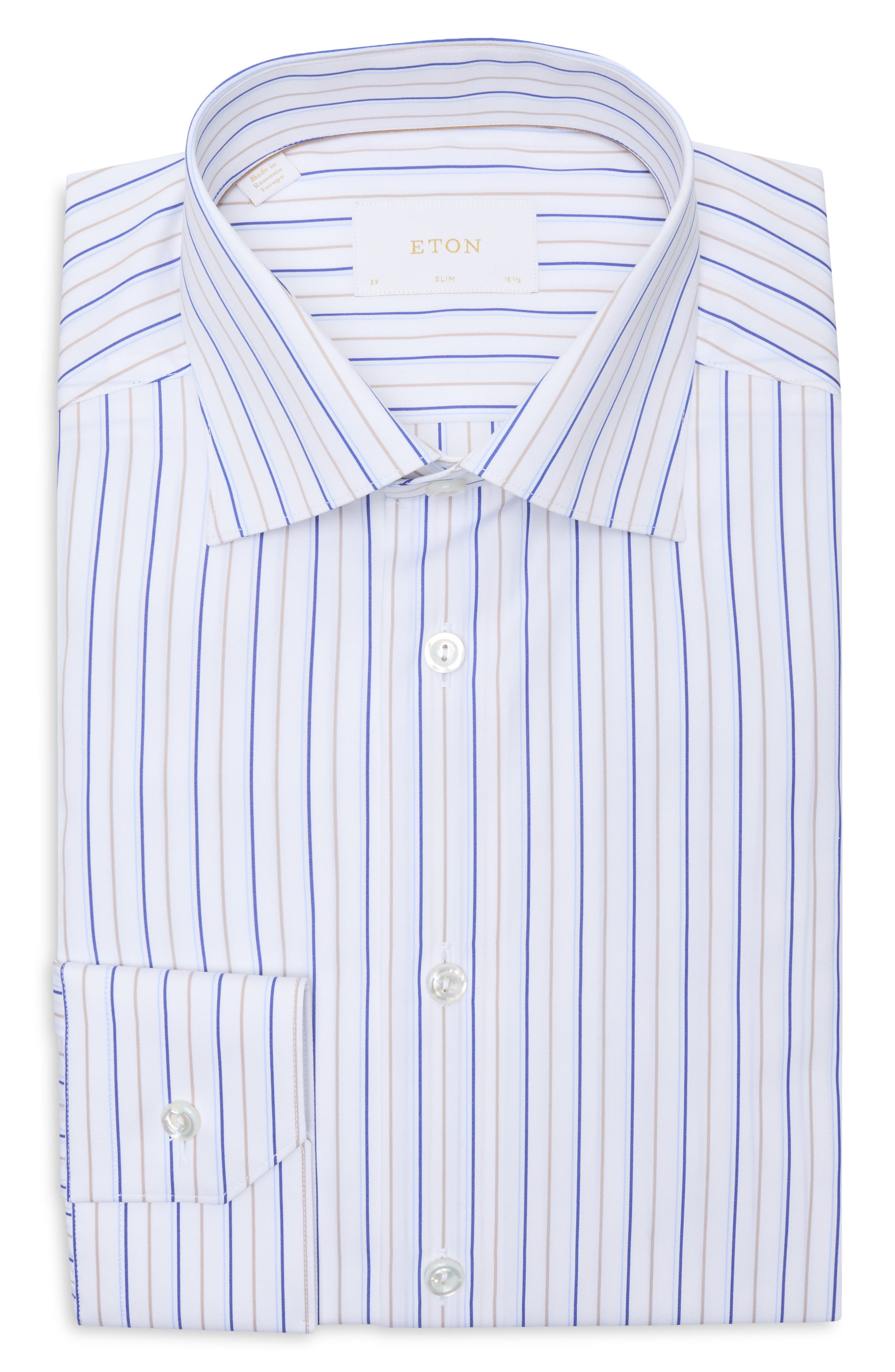 Eton Slim Fit Stripe Dress Shirt