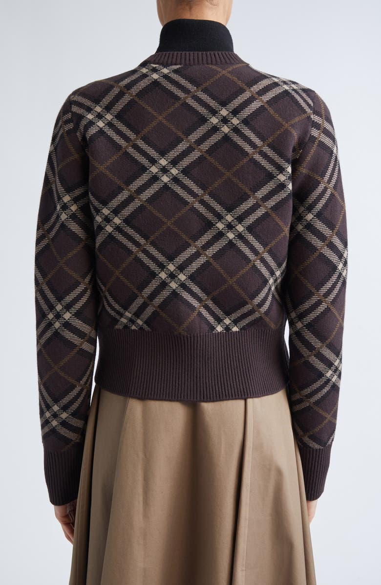 Burberry Georgette Check Wool & Cashmere Blend Cardigan, Alternate, color, Truffle Ip Check