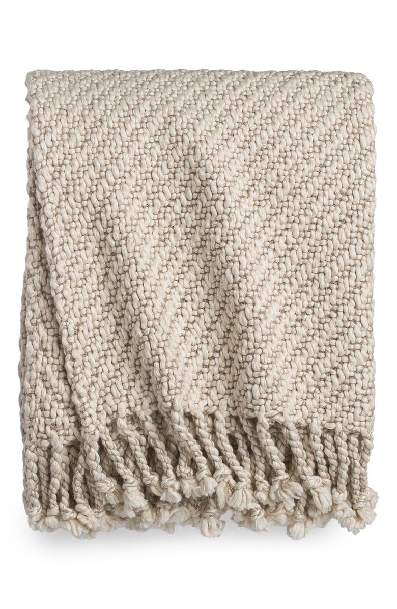 Crane Air Cloud Knit Throw Blanket, Main, color, Beige