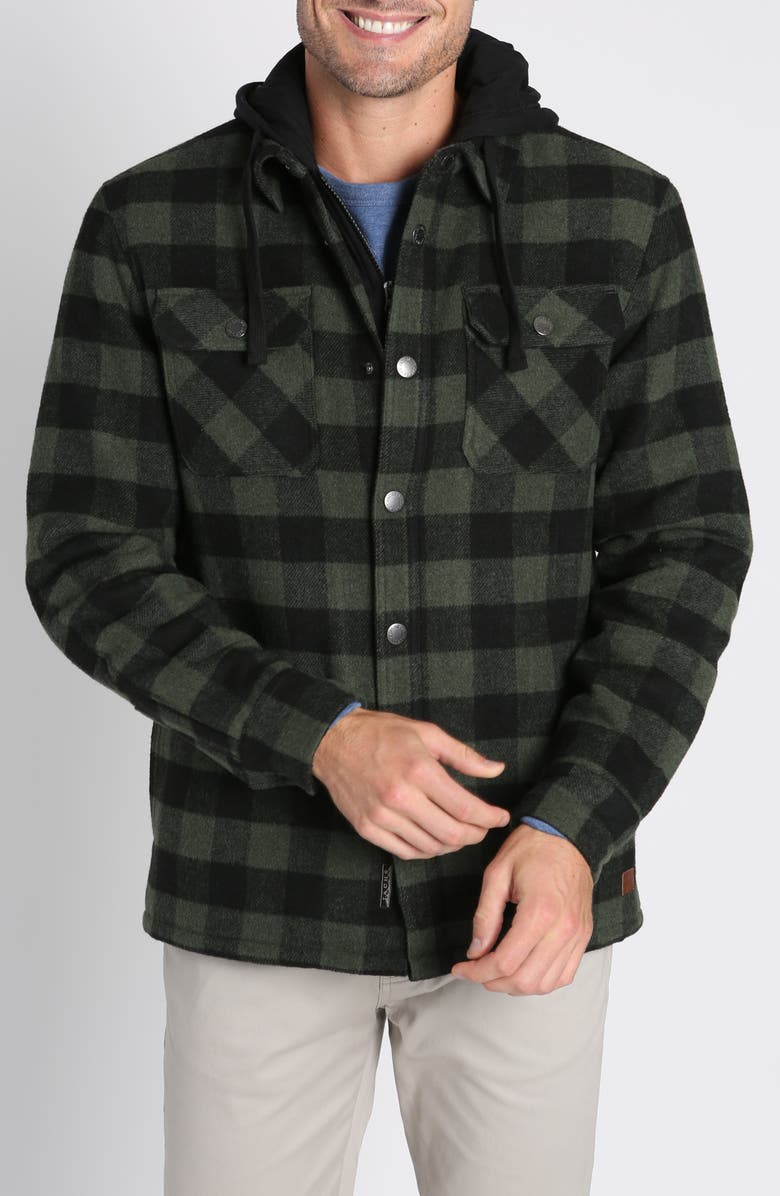 JACHS Plaid Flannel Hooded Button-Up Shirt Jacket, Main, color, 