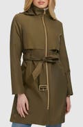 Cole Haan Belted Travel Packable Hooded Rain Jacket
