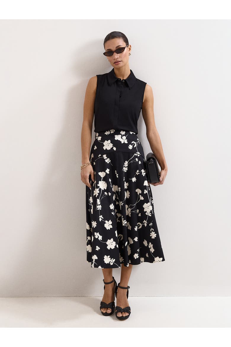 Mavis Floral Skirt, Main, color, Black/Ivory