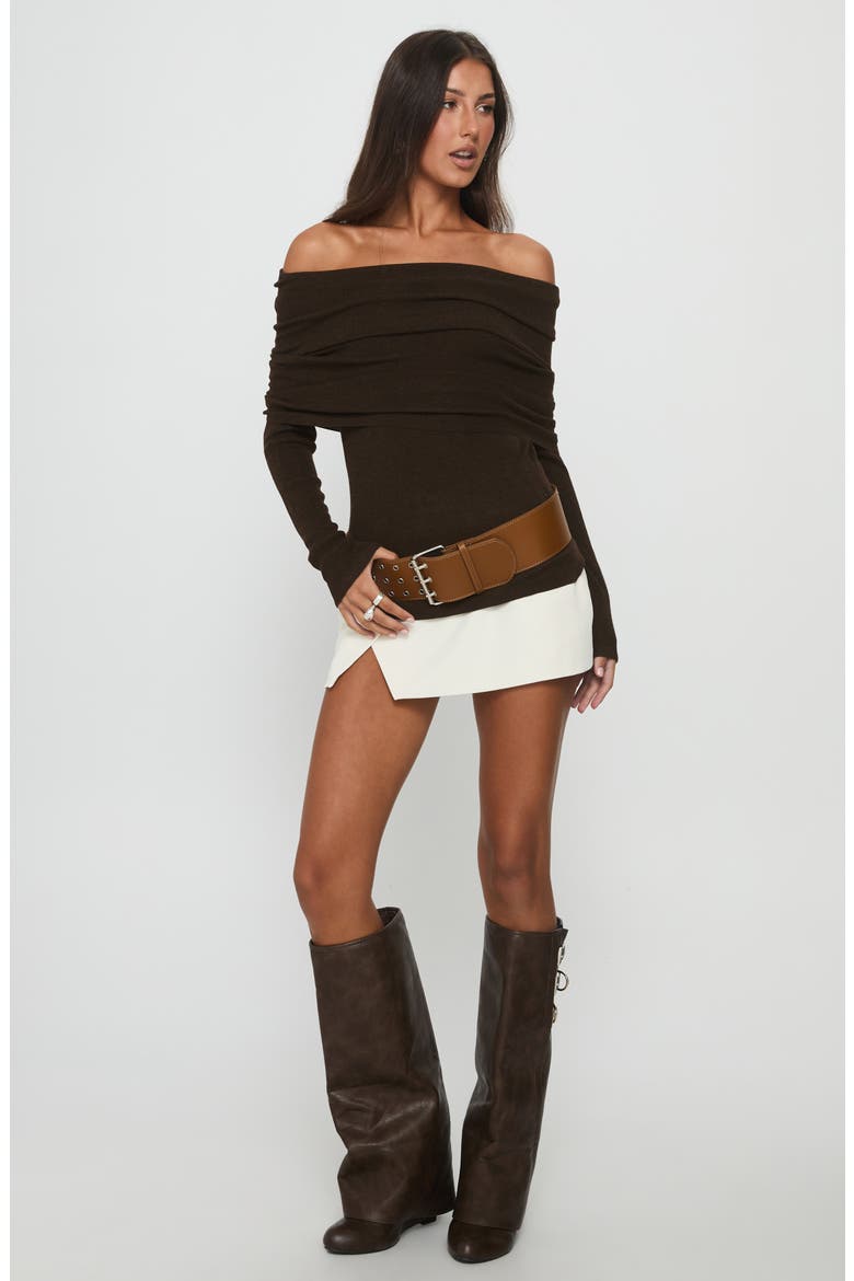 Florrie Off the Shoulder Foldover Top, Alternate, color, CHOCOLATE