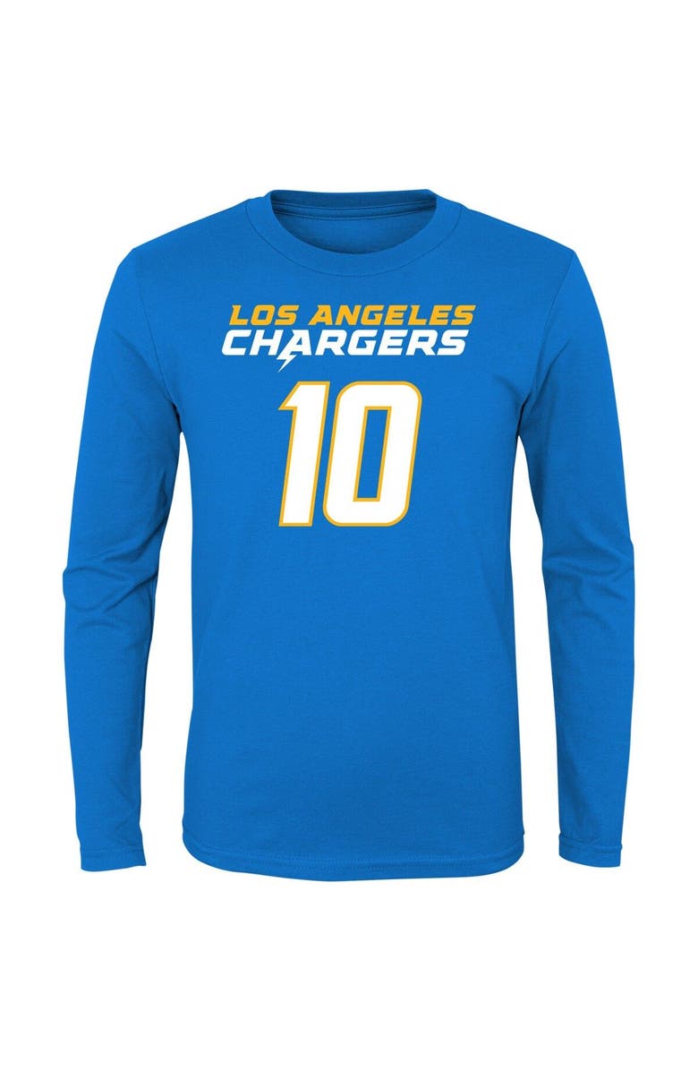 Outerstuff Youth Justin Herbert Powder Blue Los Angeles Chargers Mainliner Player Name & Number Long Sleeve T-Shirt, Alternate, color, 