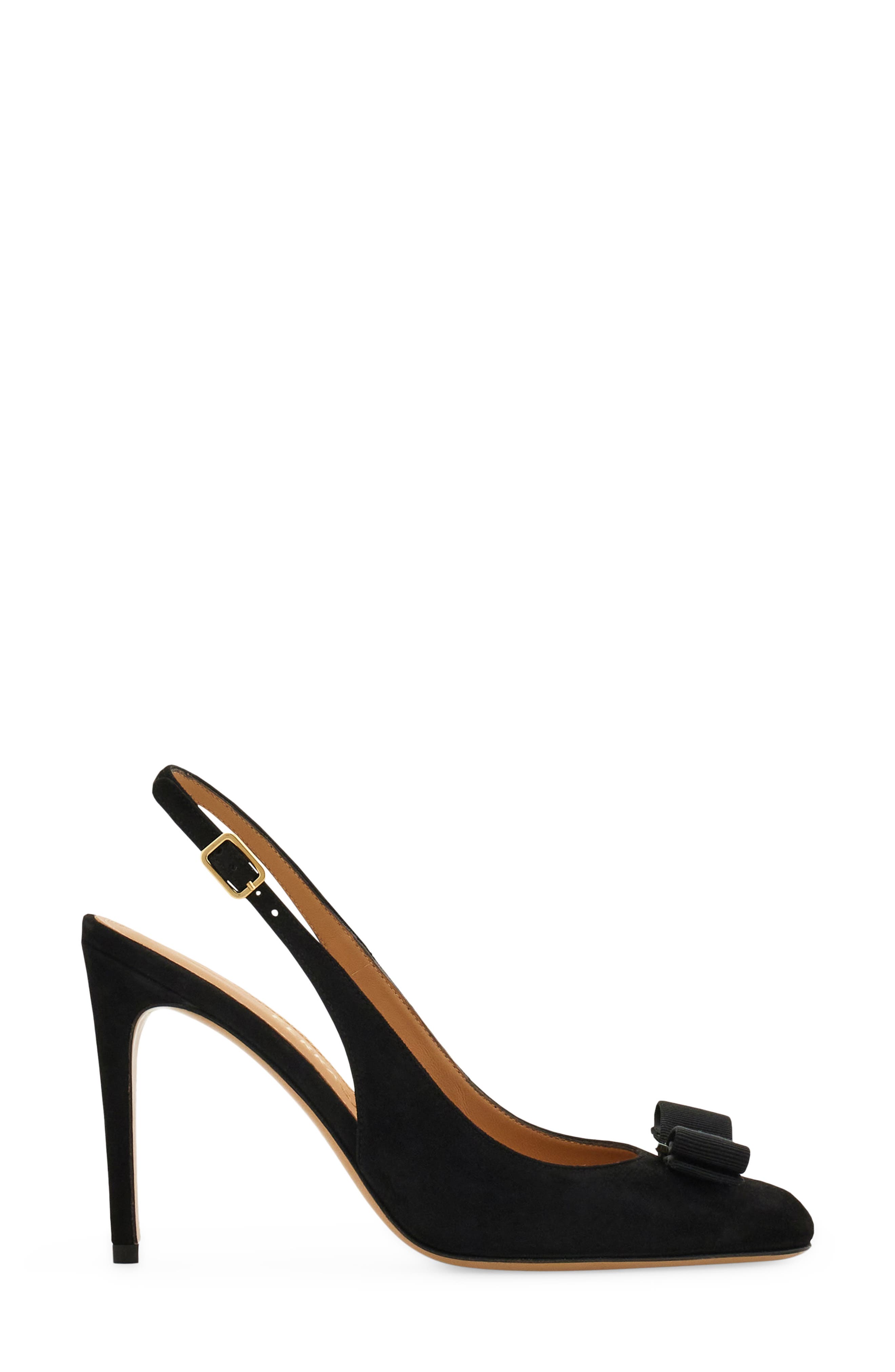 FERRAGAMO Vara Bow Slingback Stiletto Pump, Alternate, color, Nero