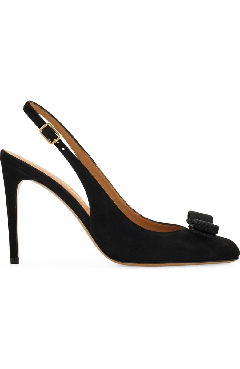FERRAGAMO Vara Bow Slingback Stiletto Pump, Alternate, color, Nero