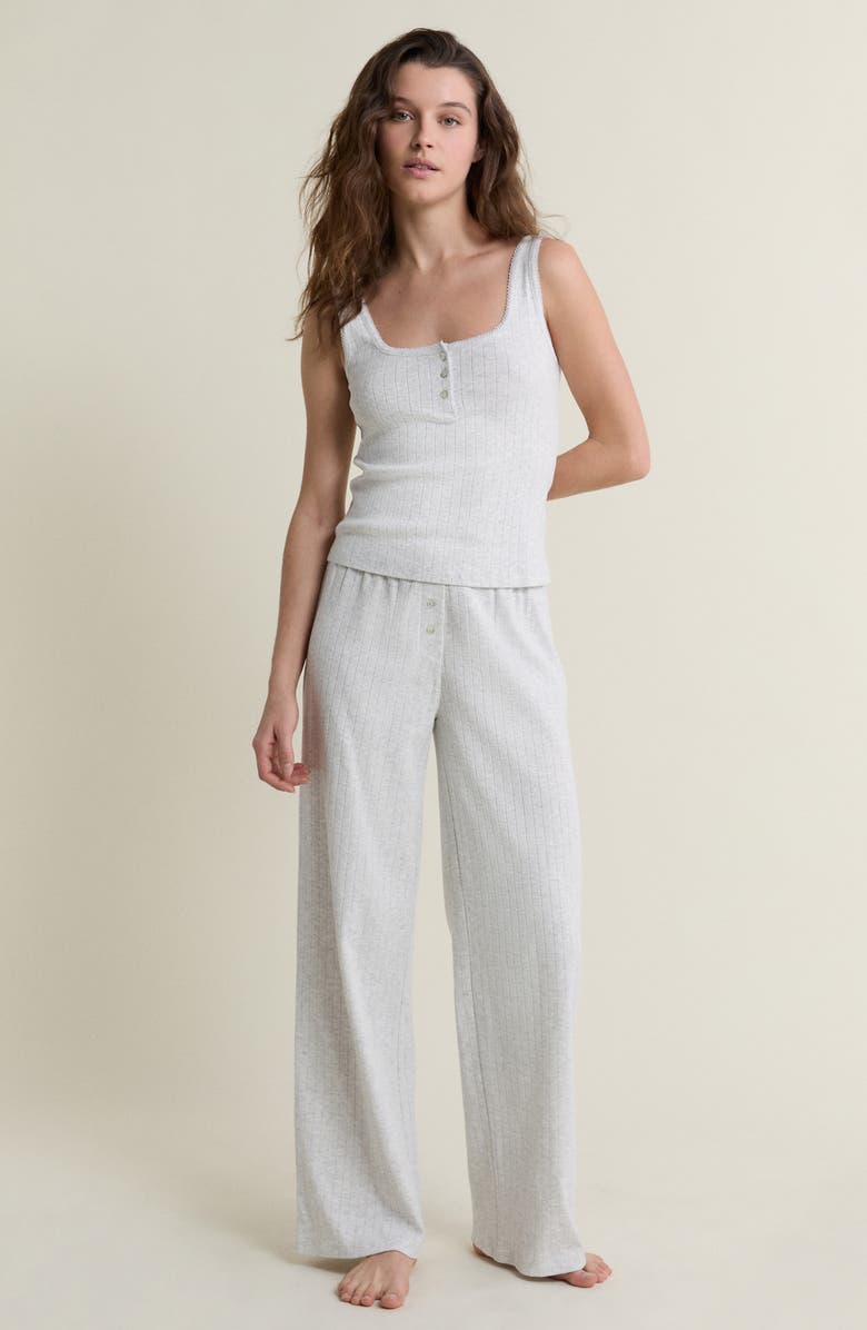 Etam Katell Pointelle Cotton Pajama Tank, Alternate, color, Grey