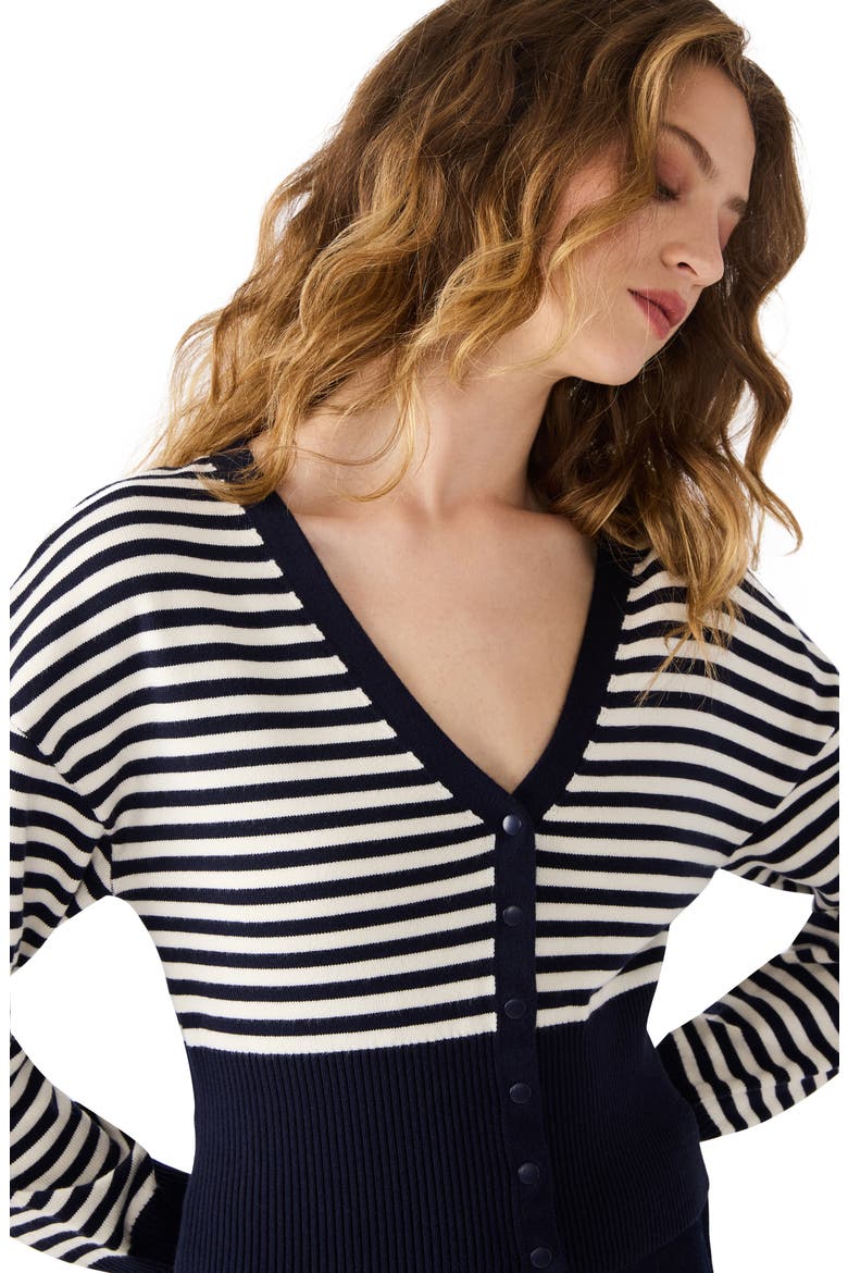 Lauryn Stripe Crop Cardigan, Alternate, color, MIDNIGHT