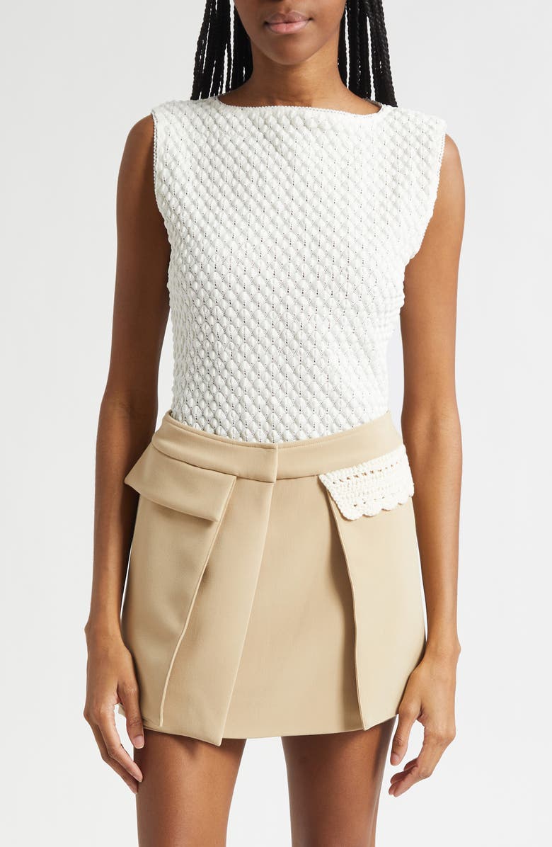 Stine Goya Boatneck Eyelet Top, Main, color, White Swan