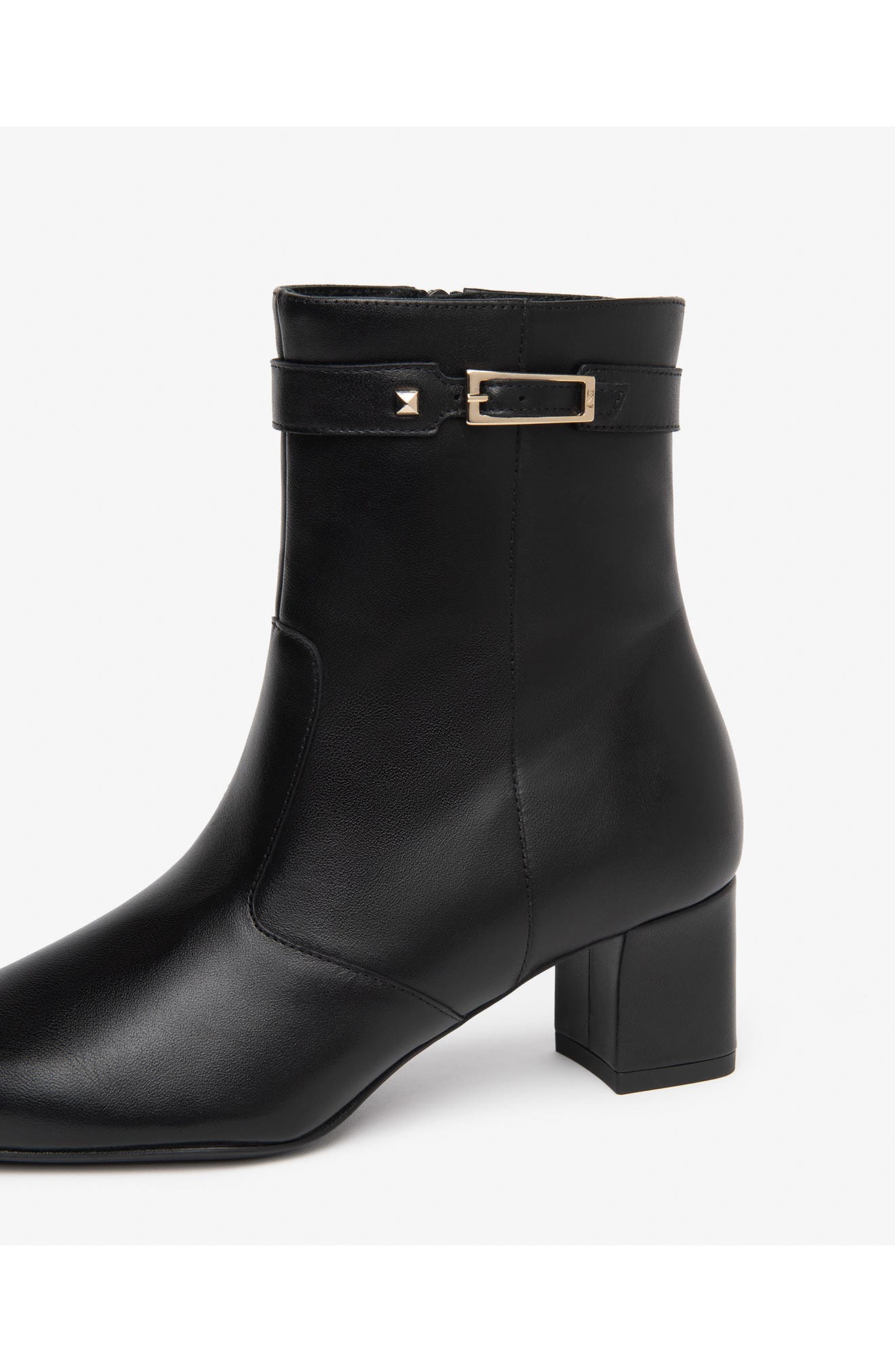 Leather Block Heel Bootie, Alternate, color, BLACK