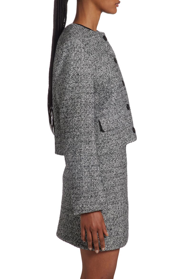 Crop Bouclé Jacket, Alternate, color, BLACK/ VINTAGE WHITE