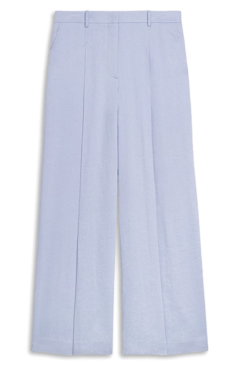 Theory Pleated Linen Blend Wide Leg Pants, Alternate, color, Cornflower