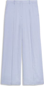 Theory Pleated Linen Blend Wide Leg Pants