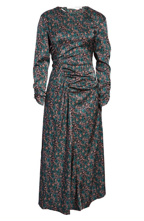 Astr The Label Ruched Long Sleeve Midi Dress In Green