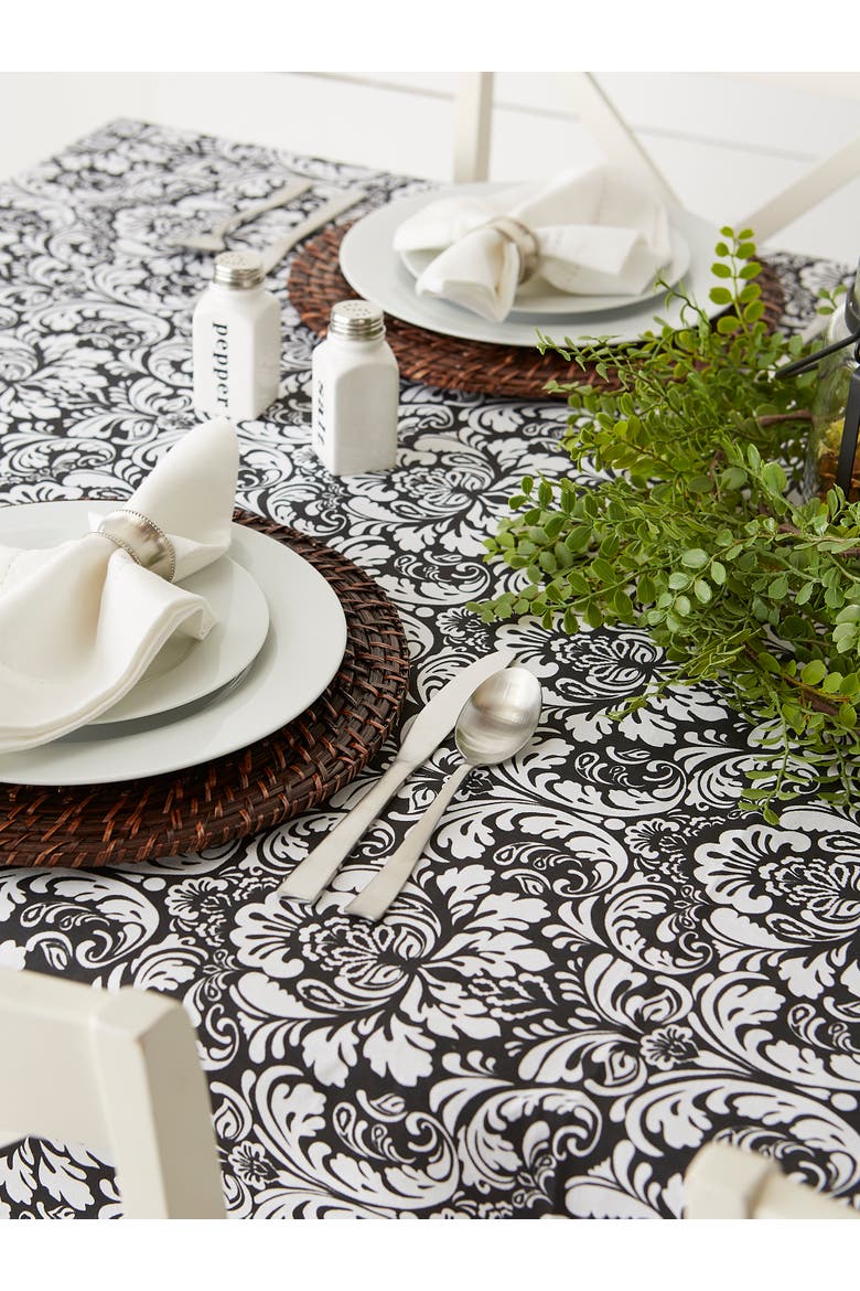 Black Damask Tablecloth 70 Round, Alternate, color, Black