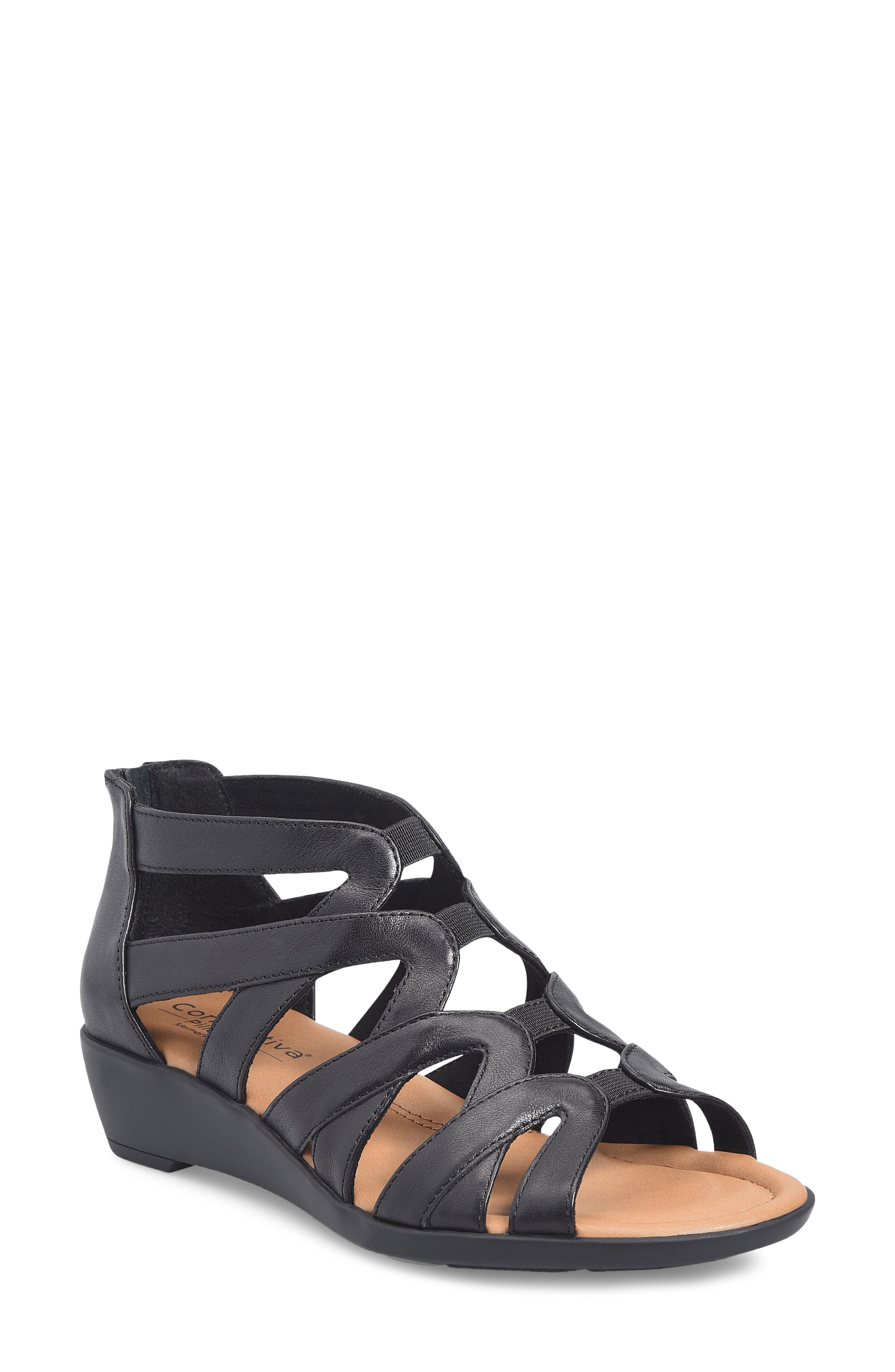 Comfortiva Eternia Wedge Sandal, Main, color, Black