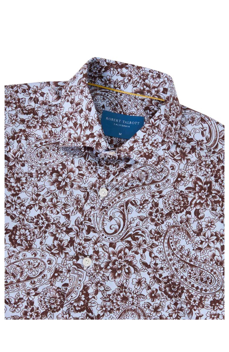Robert Talbott Reynolds Floral Paisley Print Shirt, Alternate, color, Brown Multi