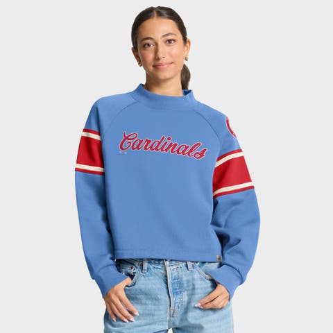 Women's Fanatics Light Blue St. Louis Cardinals Oversized Toss Sweep Raglan Pullover Sweatshirt
