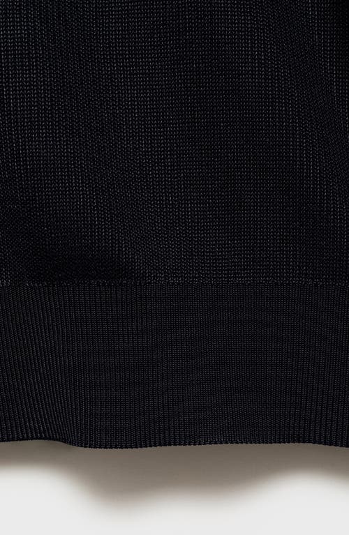 Mango Johnny Collar Ribbed Polo Sweater In Blue