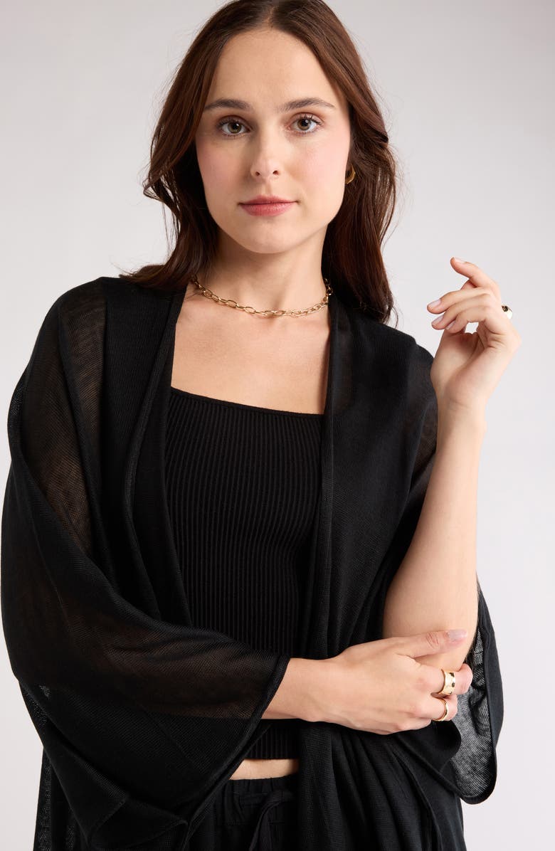 NORDSTROM RACK Stonewashed Lightweight Ruana, Alternate, color, Black