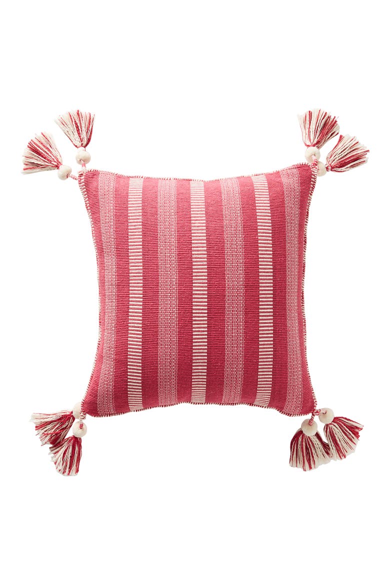 Anthropologie Ramona Stripe Tassel Accent Pillow, Alternate, color, PINK