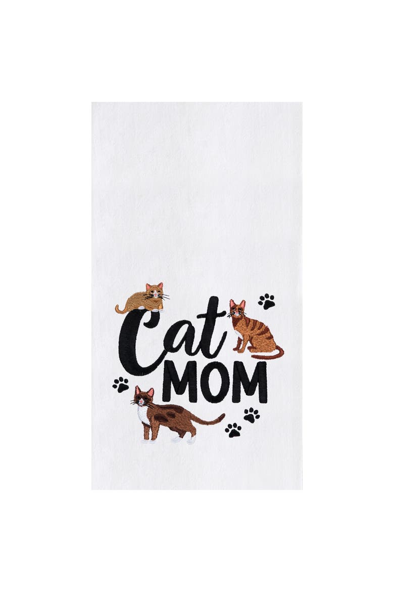 Cat Mom Kitchen and Bathroom Embroidered Hand Towel, Main, color, Black