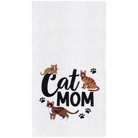 Cat Mom Kitchen and Bathroom Embroidered Hand Towel