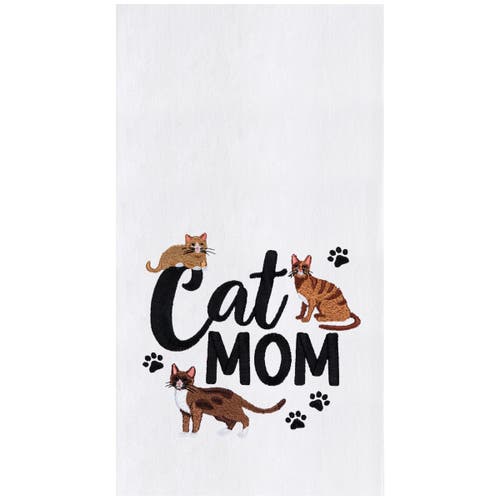 C & F Home C&f Home Cat Mom Kitchen And Bathroom Embroidered Hand Towel In White