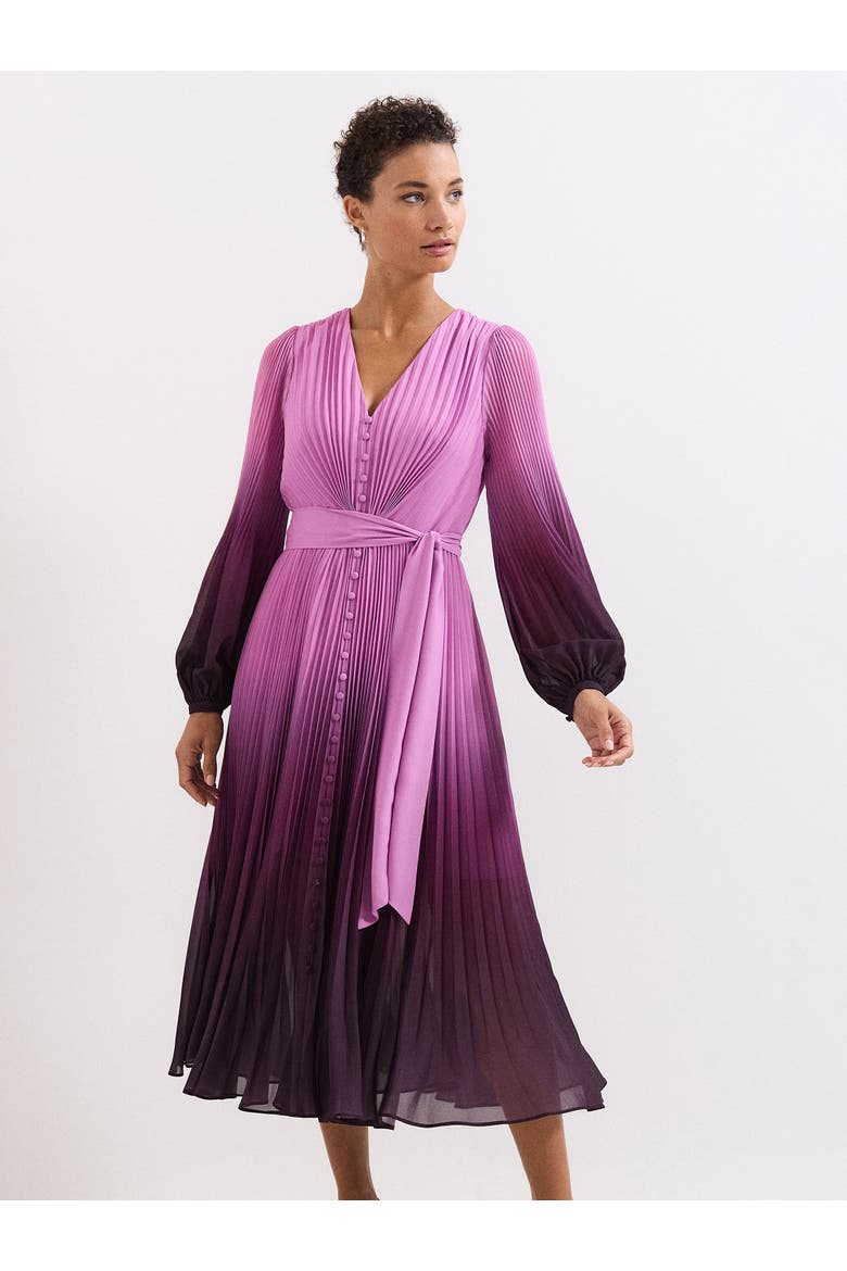 Mira Ombre Tie Waist Midi Dress, Main, color, Purple