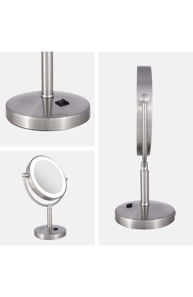 Zadro Laguna Lighted Makeup Mirror with 5X/1X Magnifications, Alternate, color, Satin Nickel