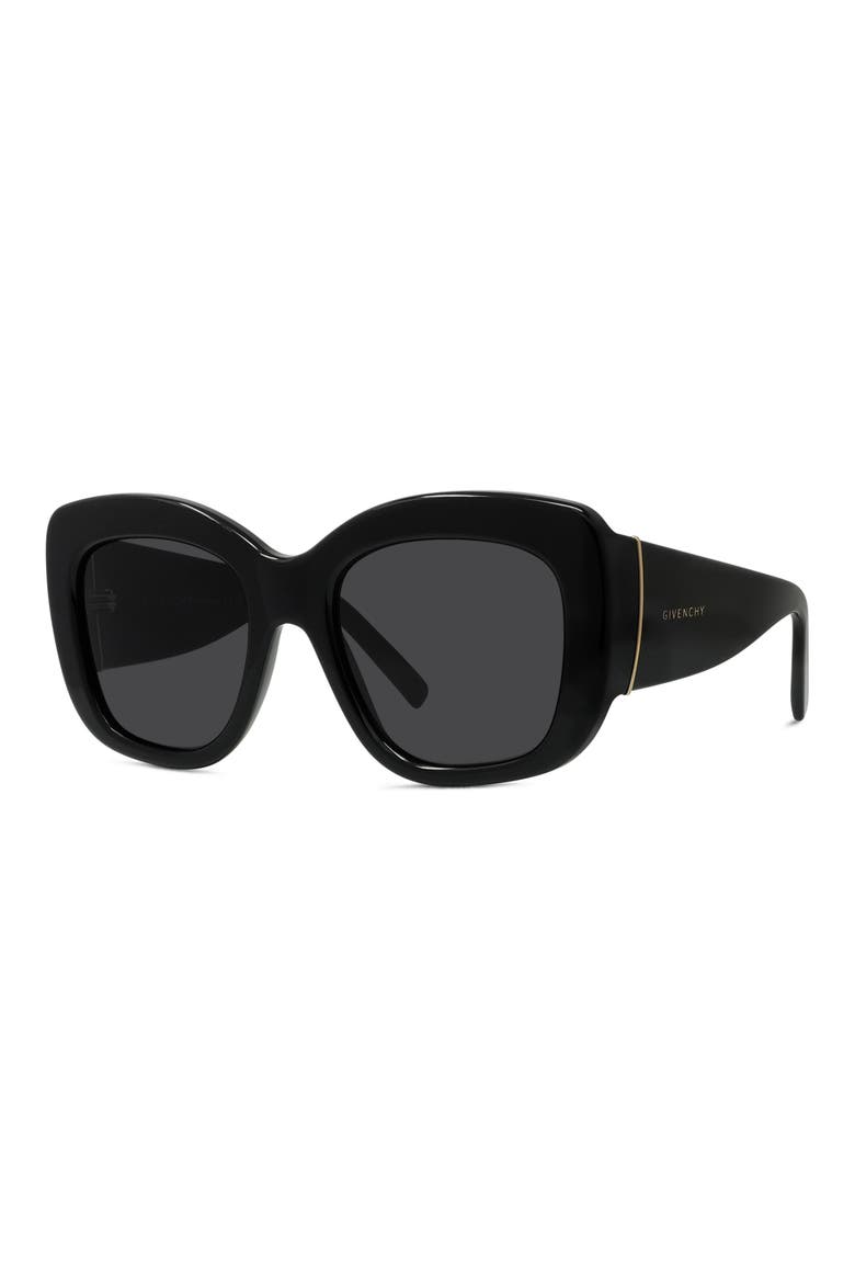 Bold 53mm Gradient Butterfly Sunglasses, Alternate, color, SHINY BLACK / SMOKE