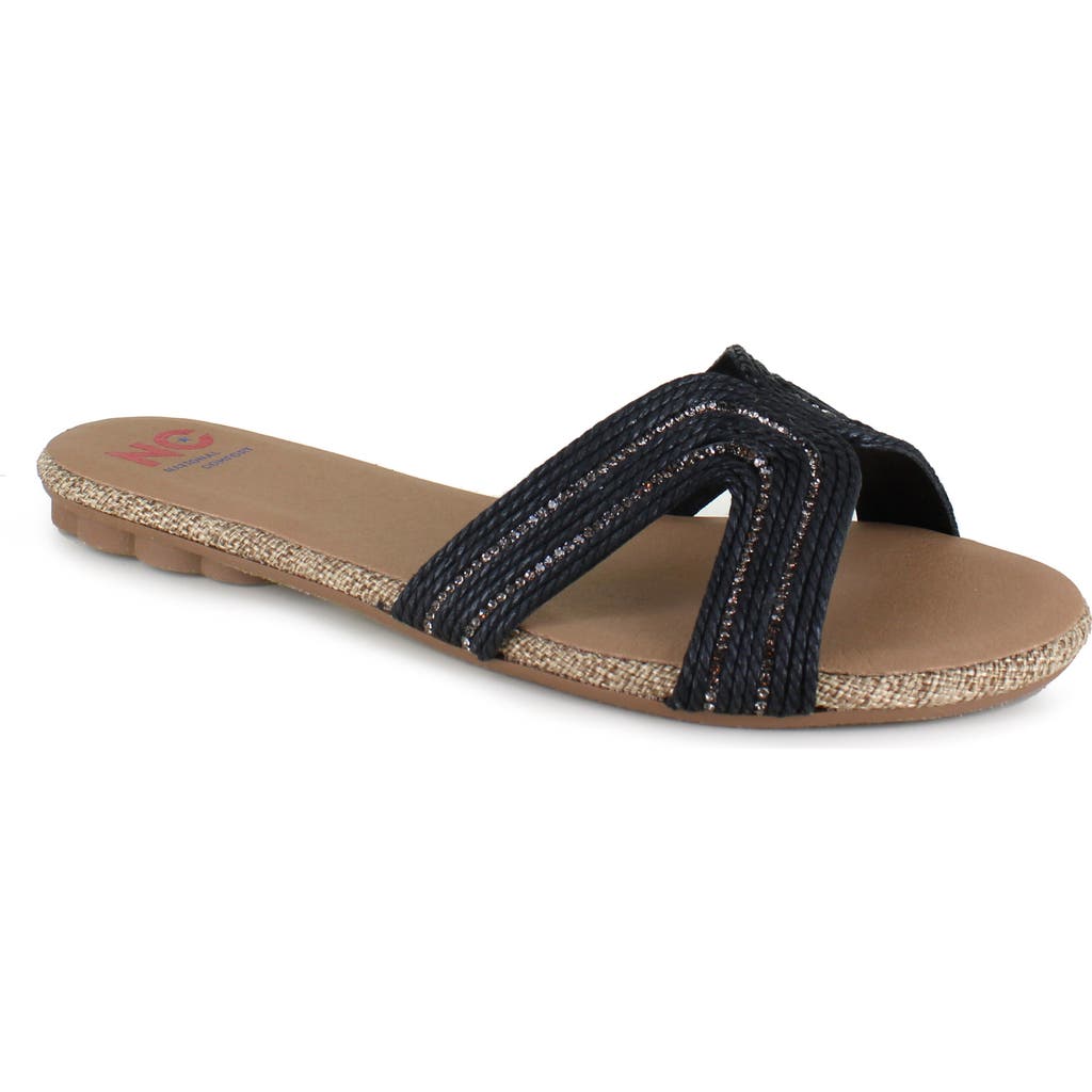National Comfort Terrassa Slide Sandal In Black Fabric