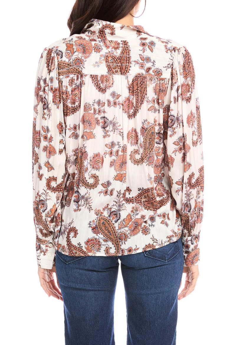Paisley Shirred Button-Up Shirt, Alternate, color, PRINT