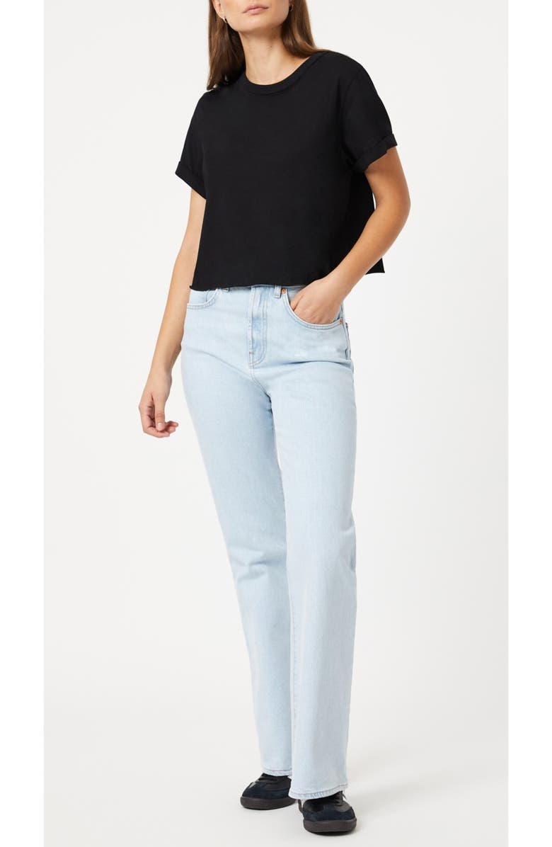 Mavi Jeans Raw Hem Crop T-Shirt, Alternate, color, Black