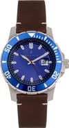 Nautis Dive Pro 200 Leather-Band Watch w/Date