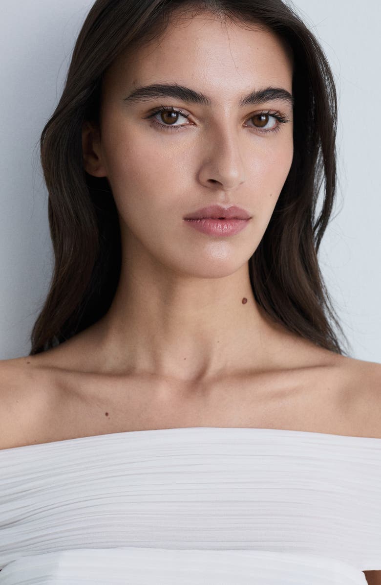 MANGO Plissé Off the Shoulder Maxi Dress, Alternate, color, 